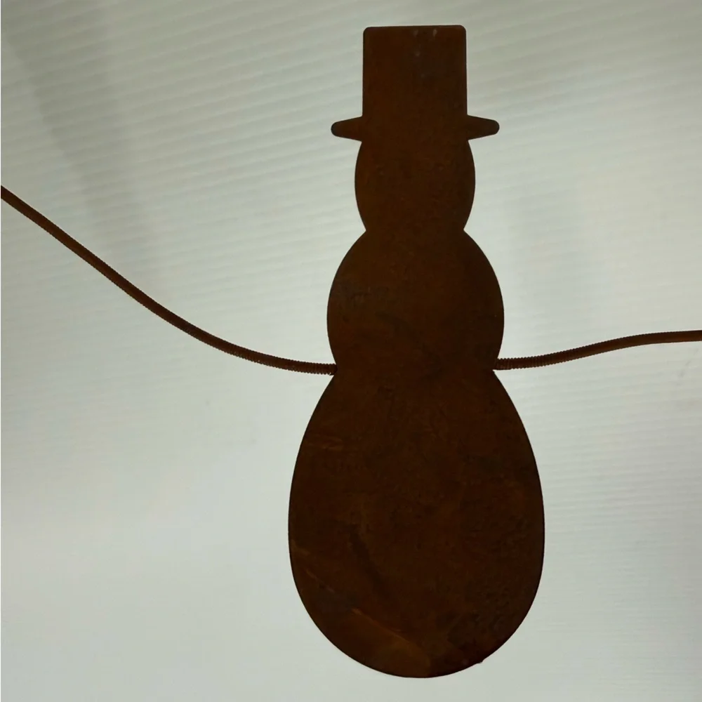 Rustic Metal Snowman Garland - Set of 2